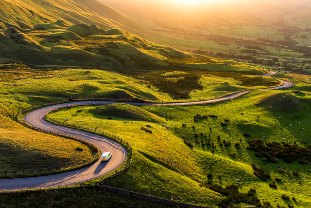 A view of the roads in the Peak District, England